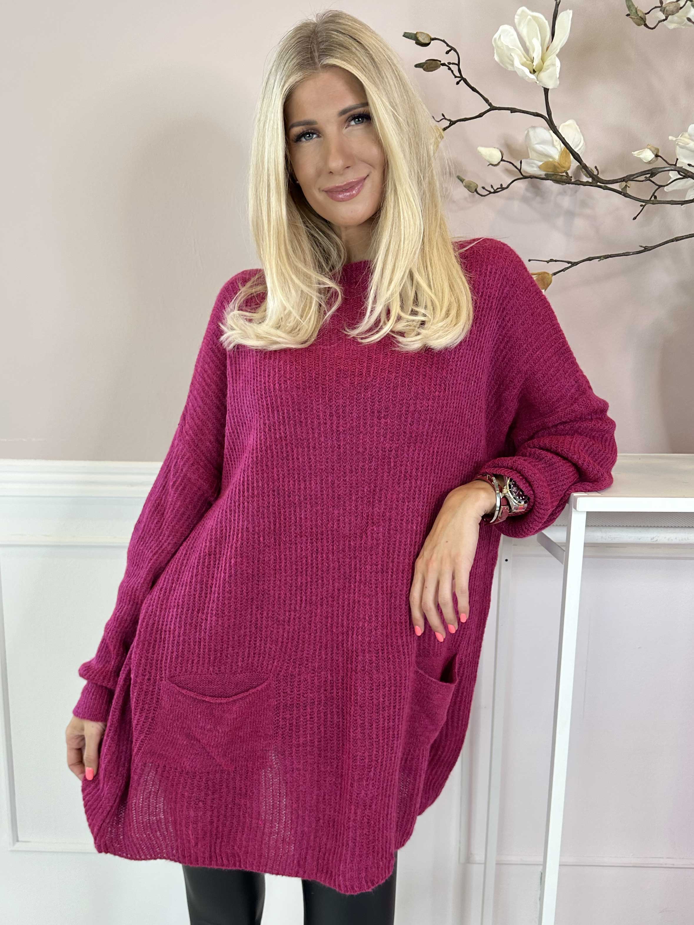 Dakota - Lång stickad blus med fickor